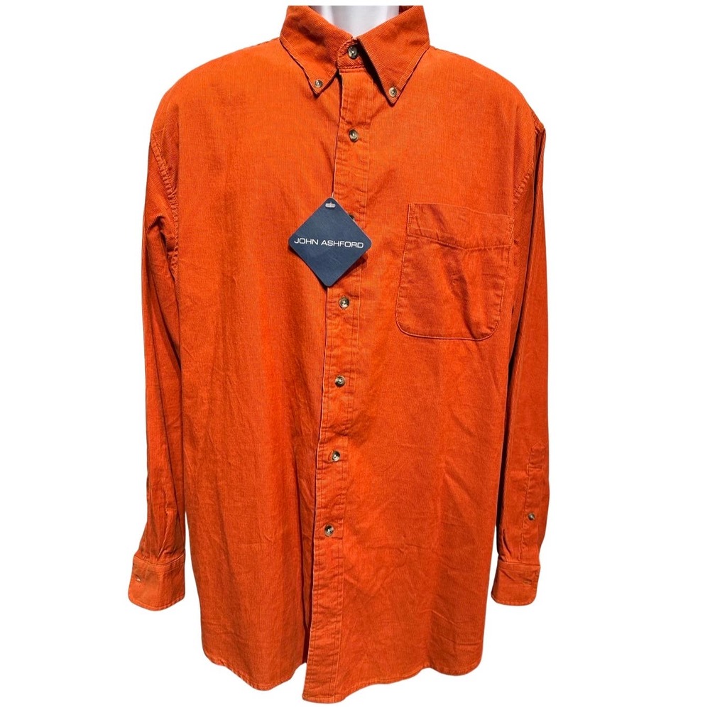 John Ashford orange corduroy long sleeve shirt size XL